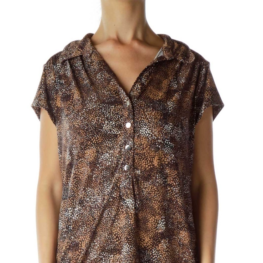 Alfani Brown Printed Polo Shirt - Picture 4 of 4